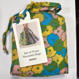 BAGGU Set Standard Reusable Bags NWT Woodblock Mix